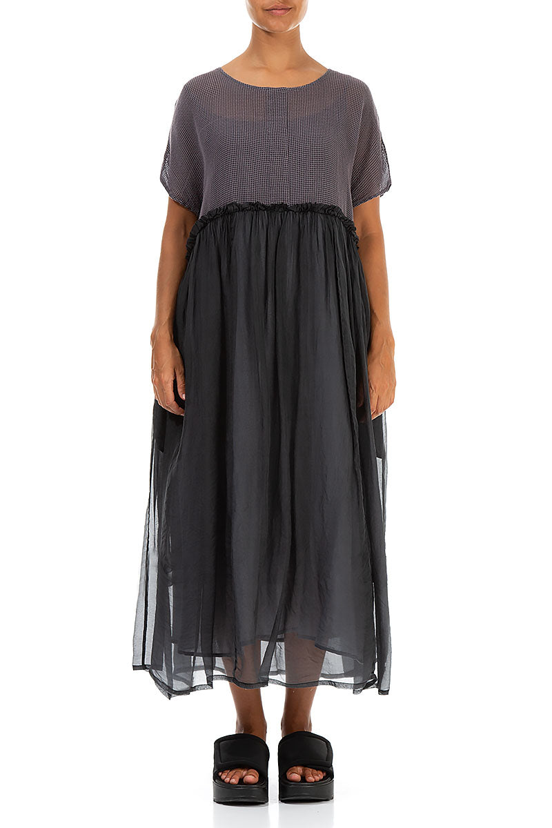 Flowy Graphite Mesh Silk Dress 1