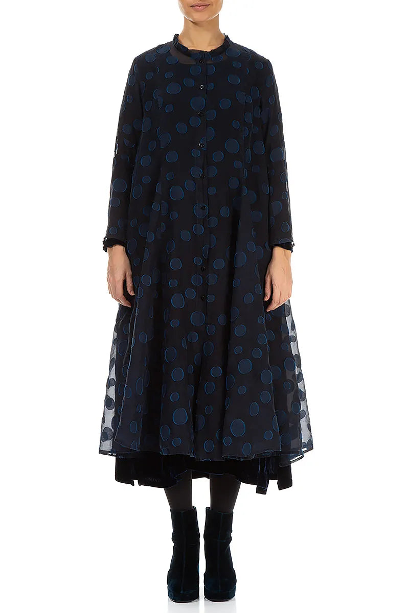 Flowy Royal Blue Bubbles Silk Jacket