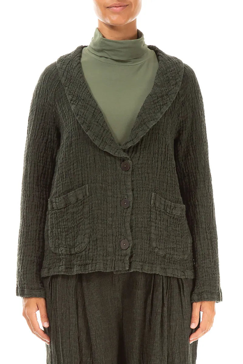 Forest Mist Textured Linen Jacket