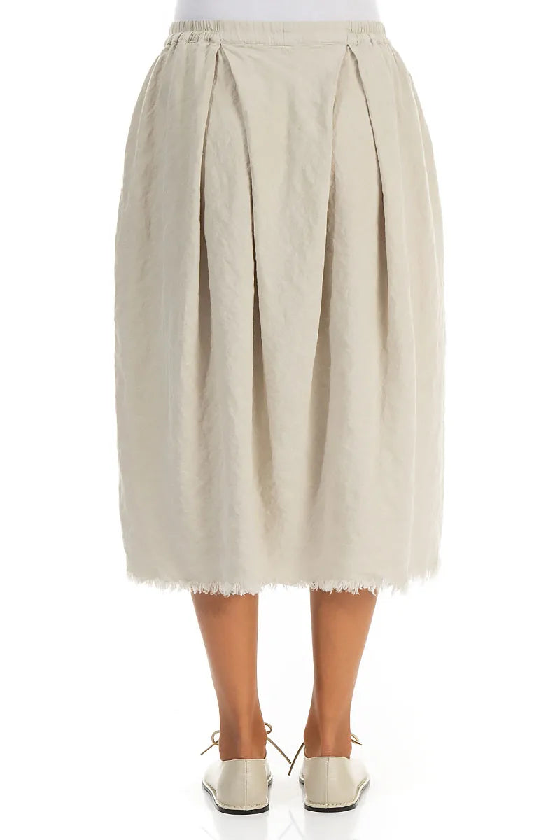Frayed Hem Beige Linen Skirt 2