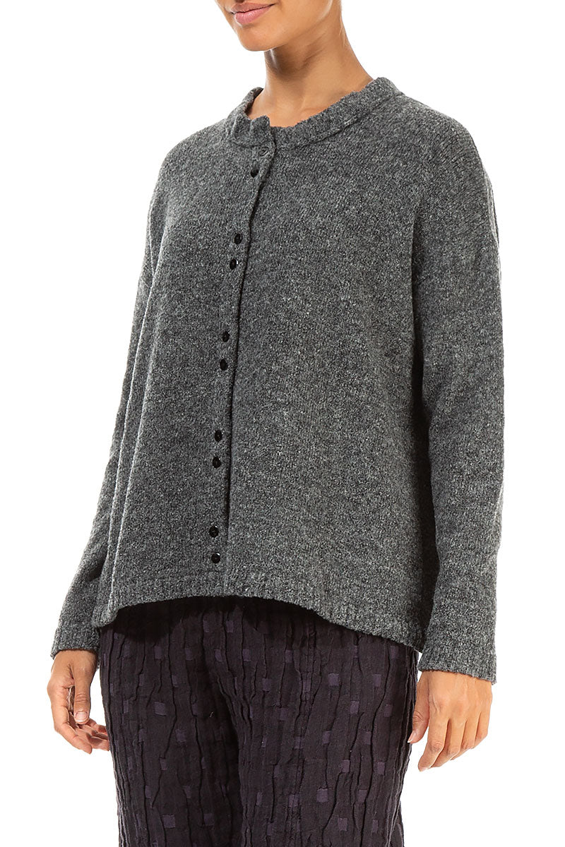Frill Collar Grey Wool Cardigan 3