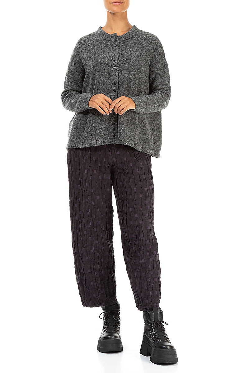 Frill Collar Grey Wool Cardigan 4