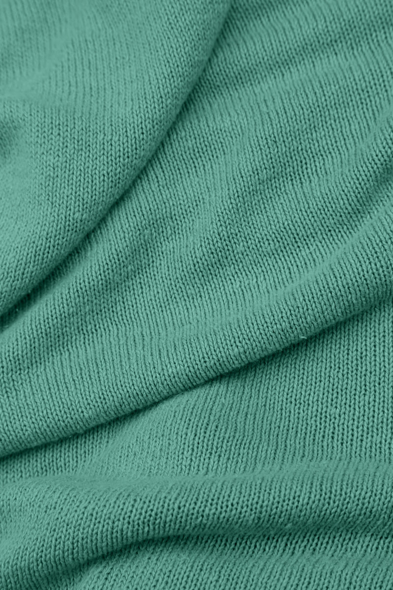 Frilled Neck Leinenstrickjacke in Mintgrün