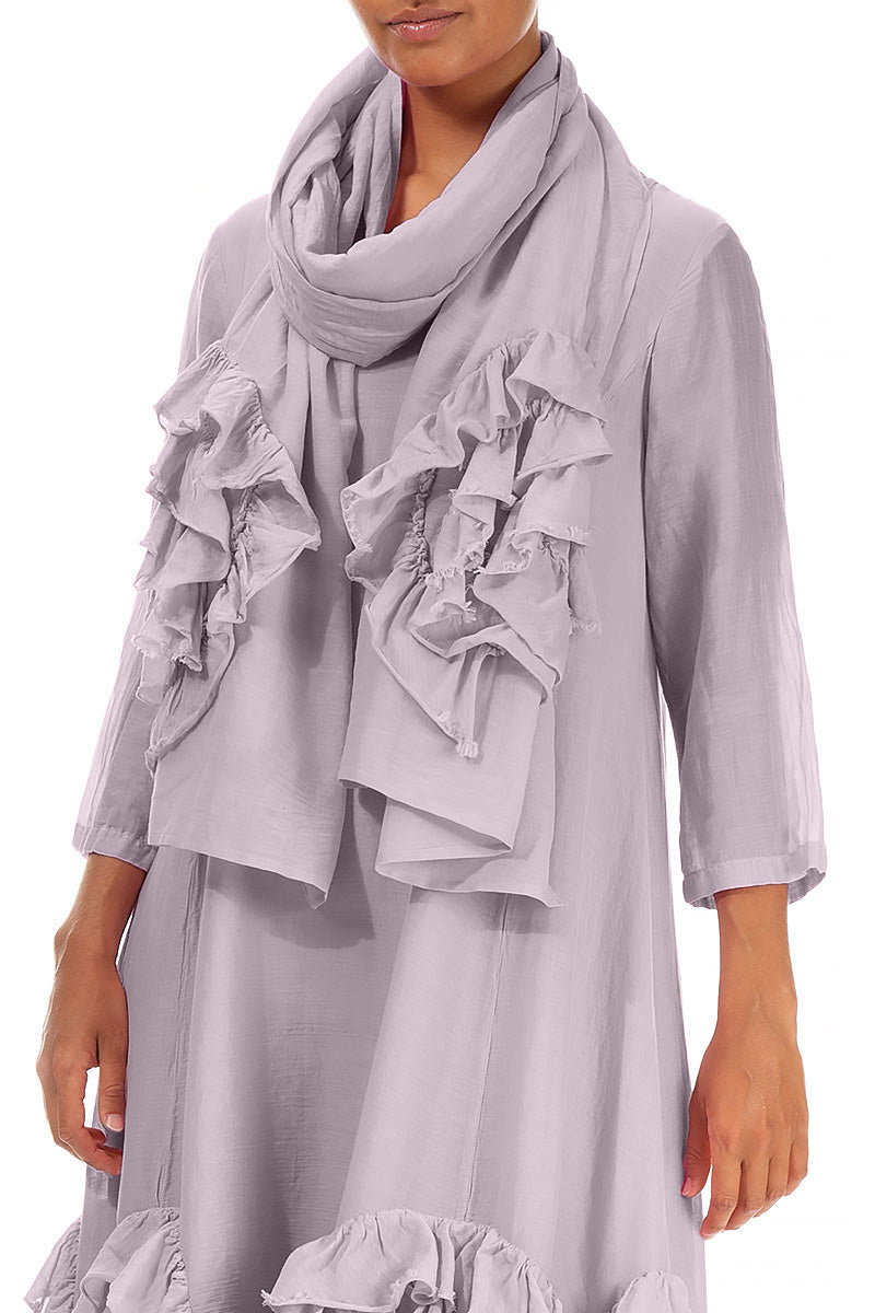 Frilly Flower Lilac Silk Cotton Scarf 3