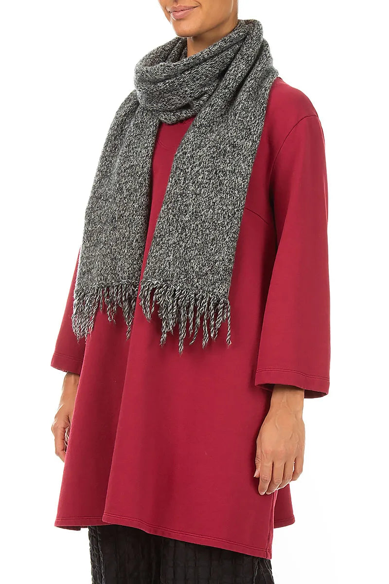 Fringed Grey Mélange Cashmere Scarf 3