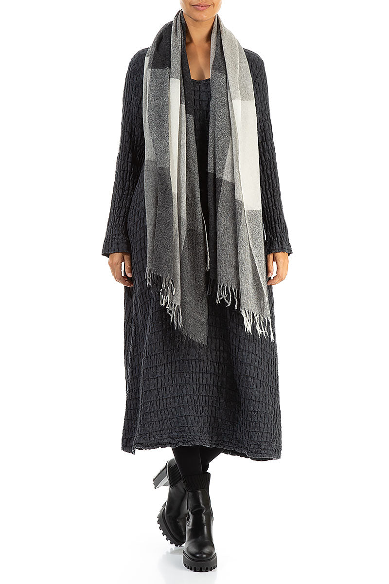 Fringed Grey Soft Cashmere Wool Scarf 4