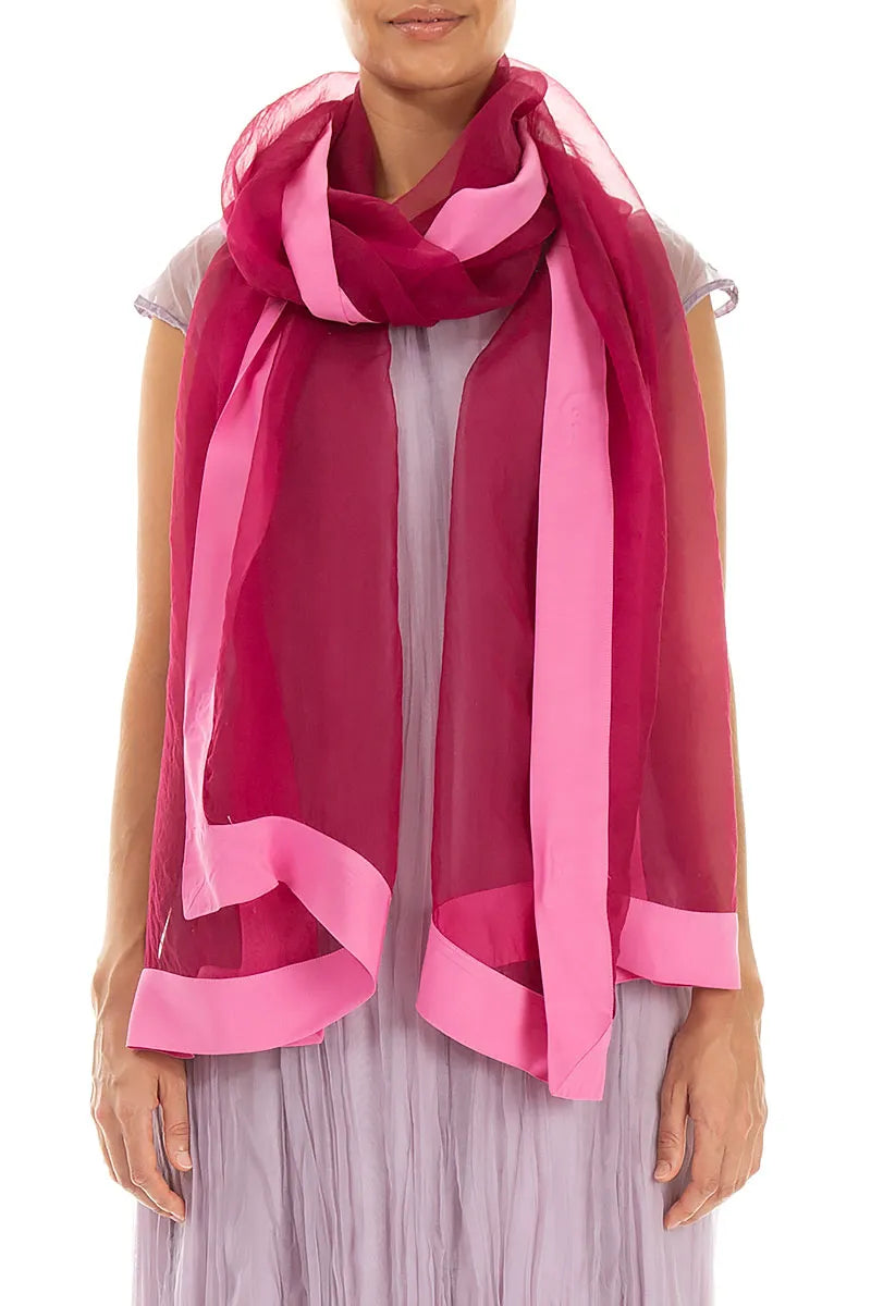 Fuchsiafarbener Seidenchiffon-Schal