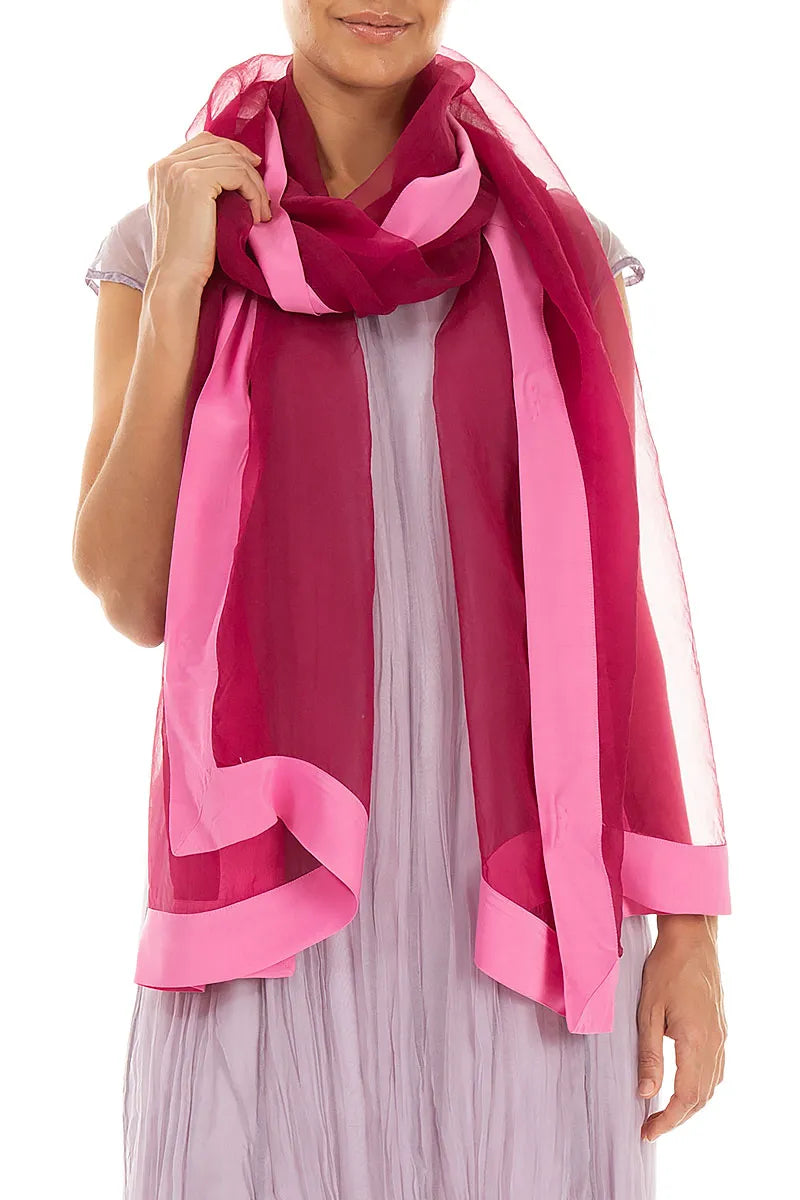 Fuchsiafarbener Seidenchiffon-Schal