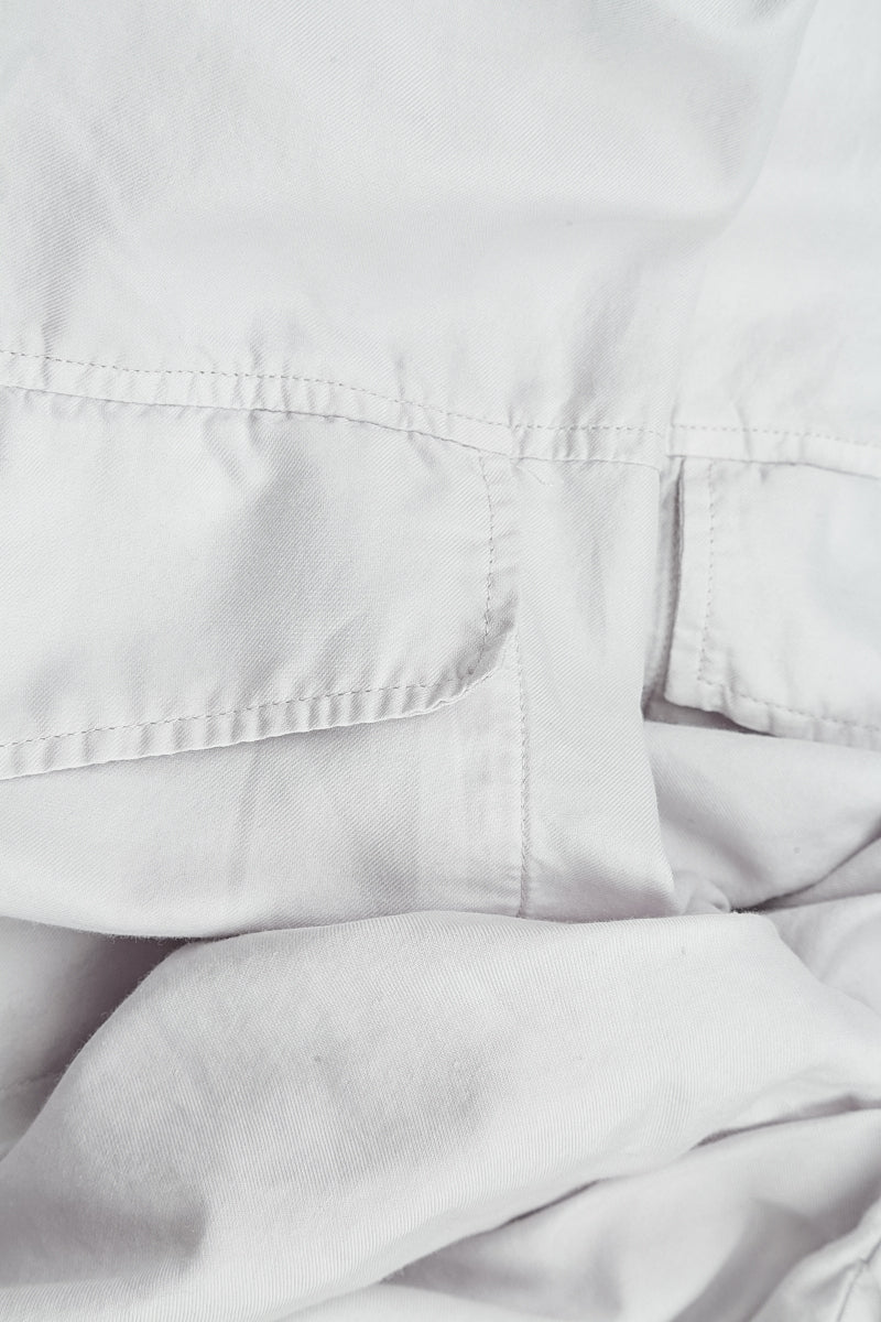 Gathered Knee Pearl Grey Silk Cotton Trousers