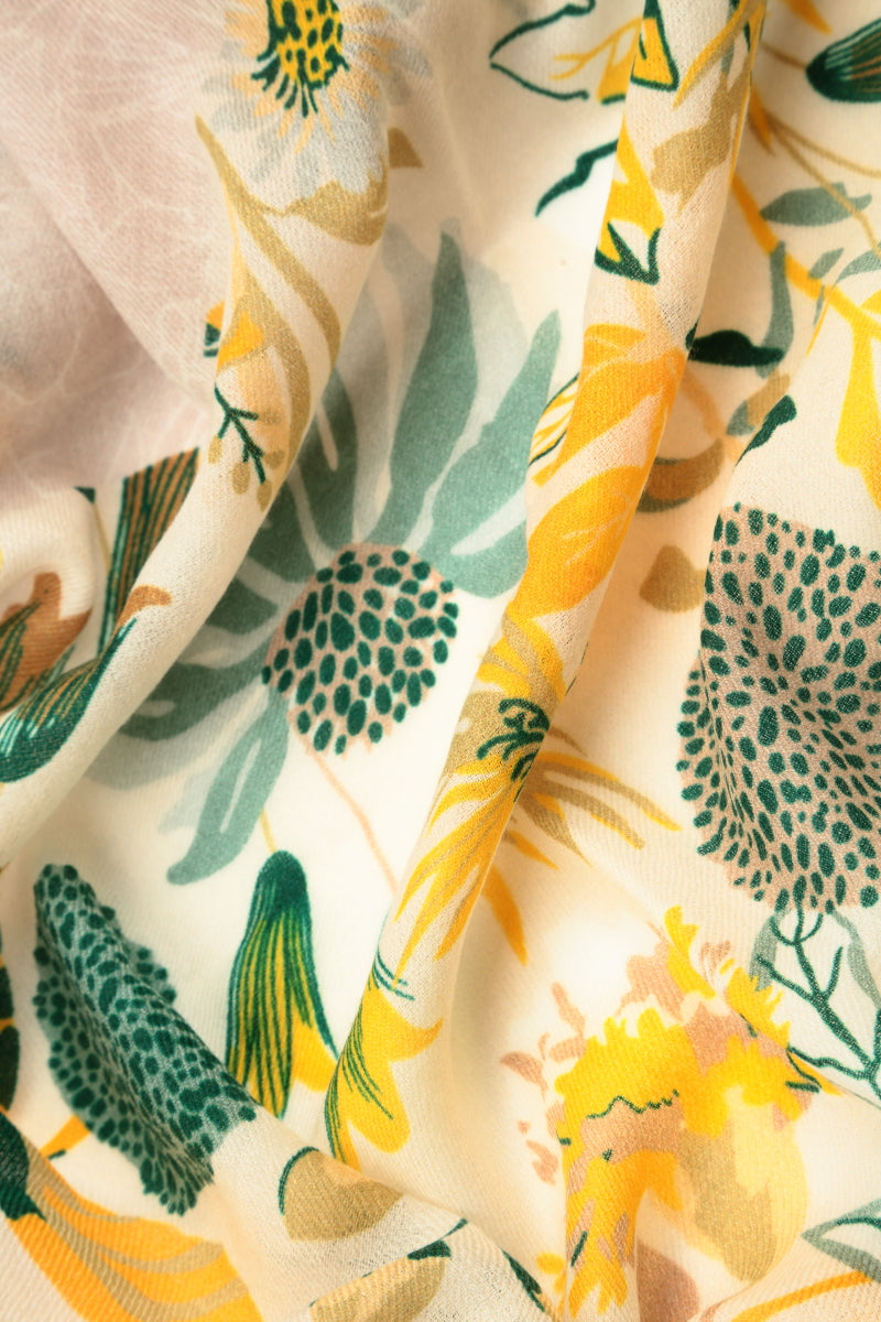 Golden Bloom Cashmere Silk Scarf 5