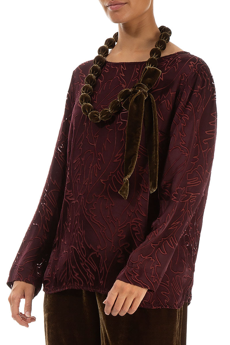 Golden Sage Silk Velvet Bead Necklace 4