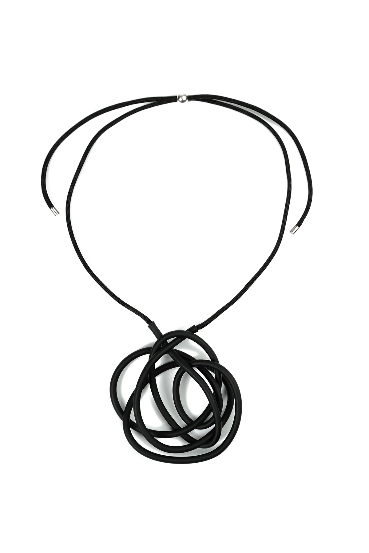 Graphic Loops Black Rubber Necklace