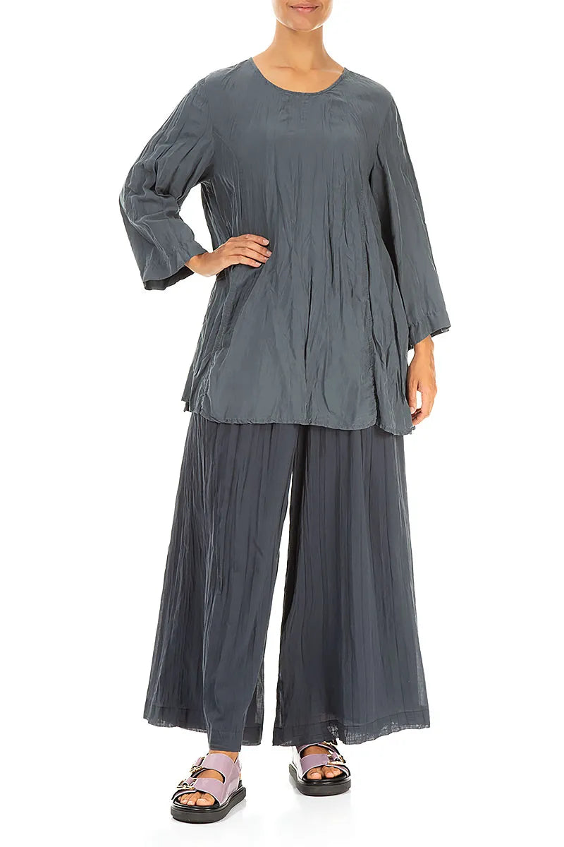 Graphite Crumpled Pure Silk Tunic 4