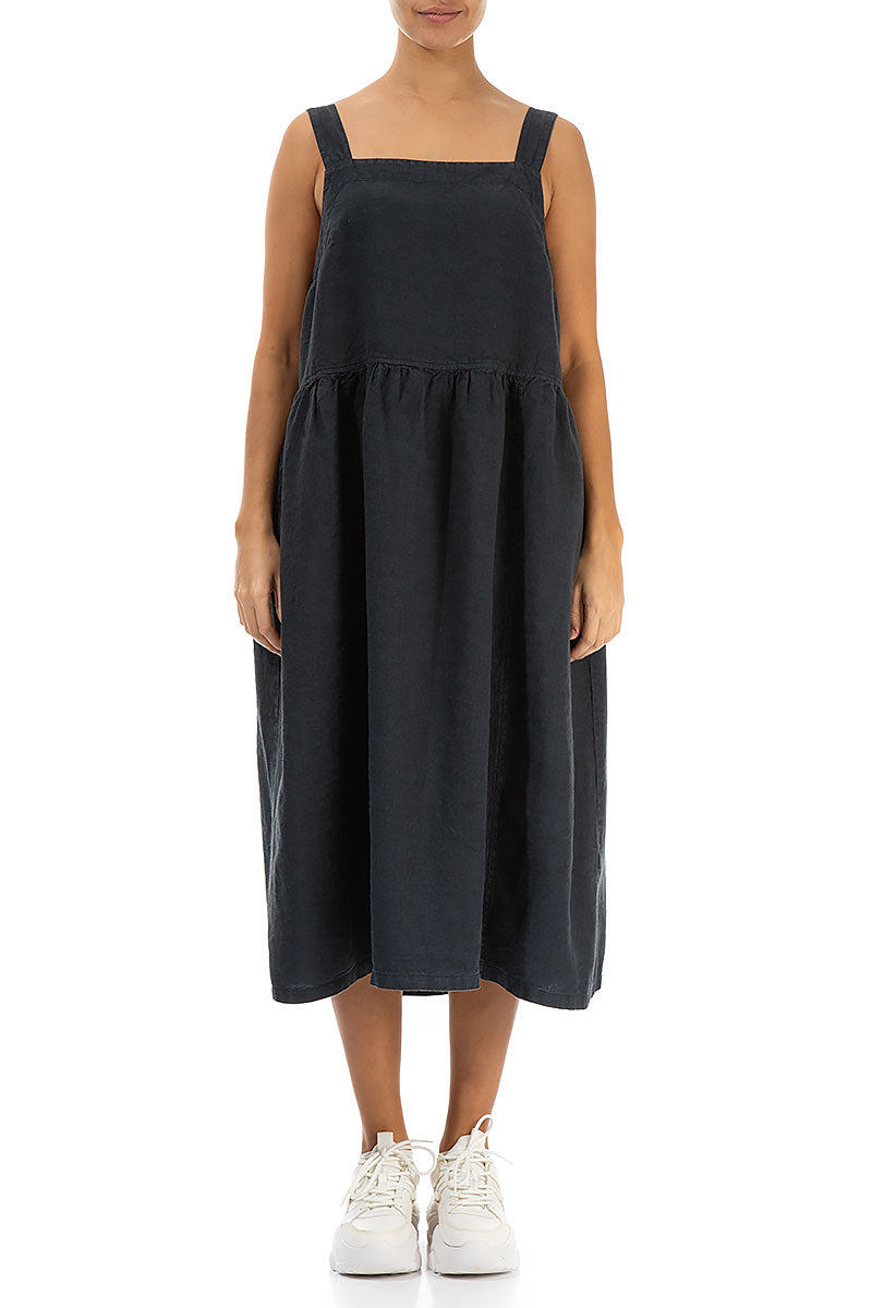 Graphite Linen Pinafore Dress 1