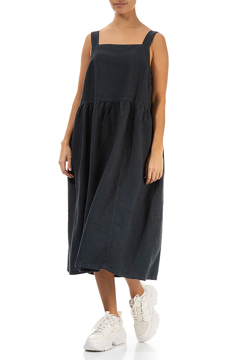 Graphite Linen Pinafore Dress 3