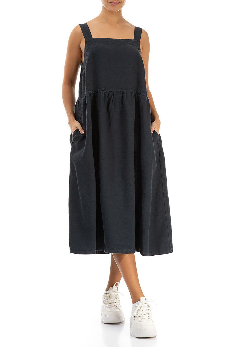 Graphite Linen Pinafore Dress 4
