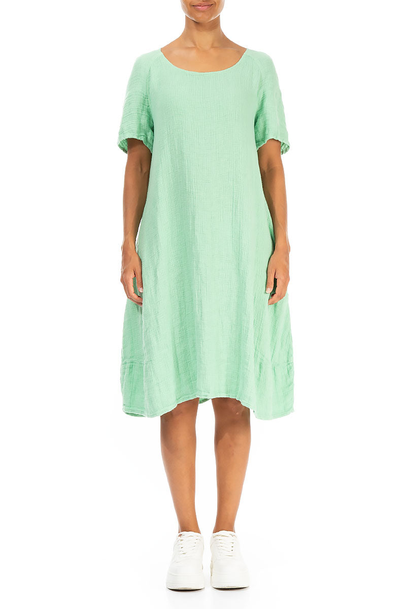Green Sorbet Textured Linen Dress 1