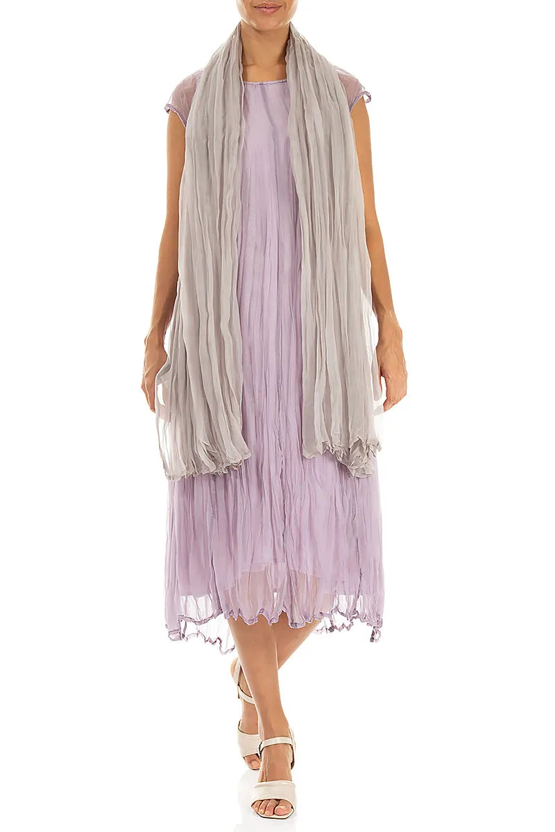 Greige Crumpled Silk Chiffon Scarf 2