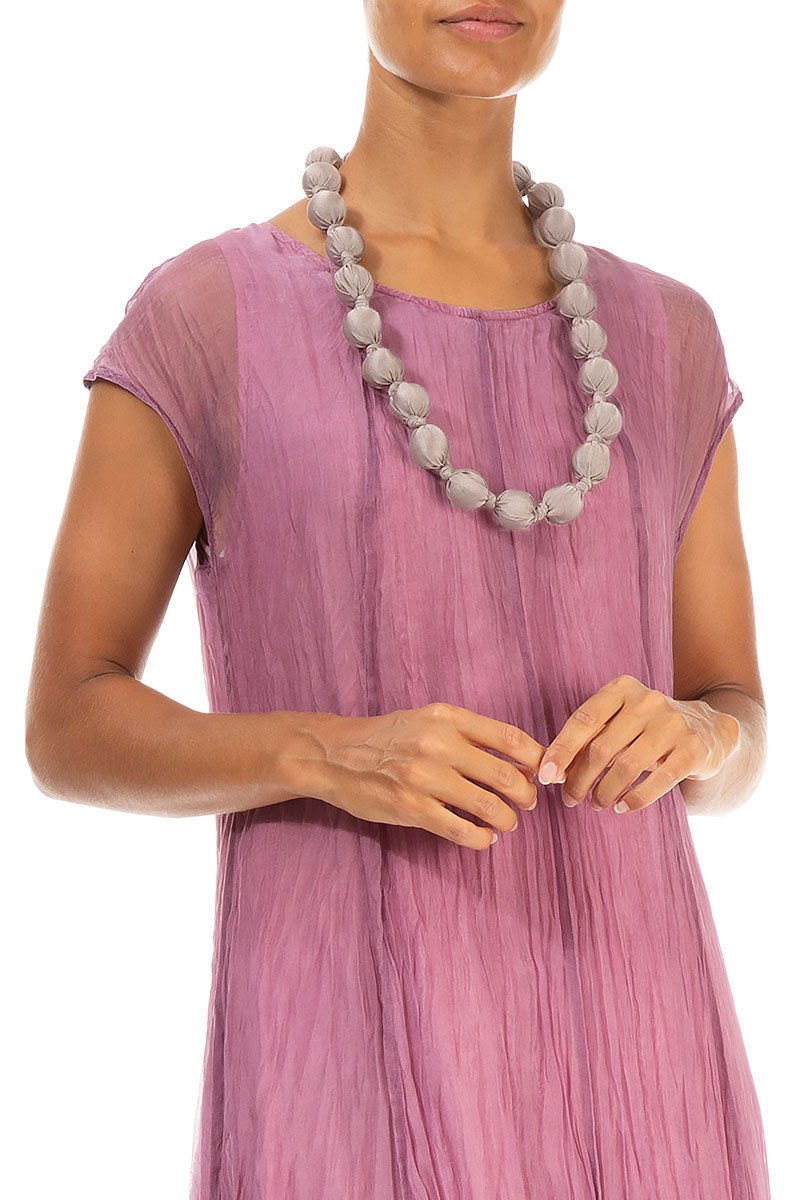 Greige Silk Bead Necklace 3