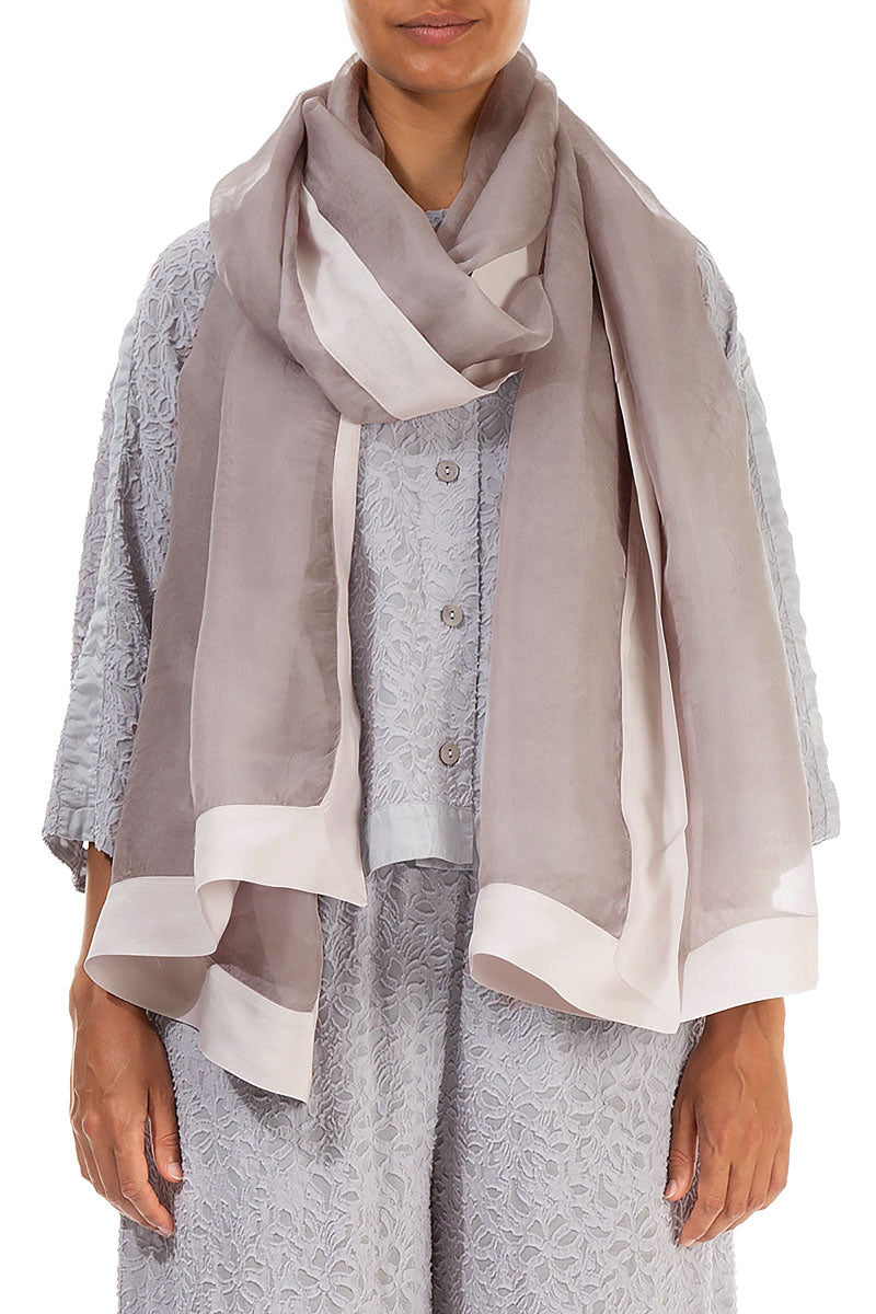 Greige Silk Chiffon Scarf 1