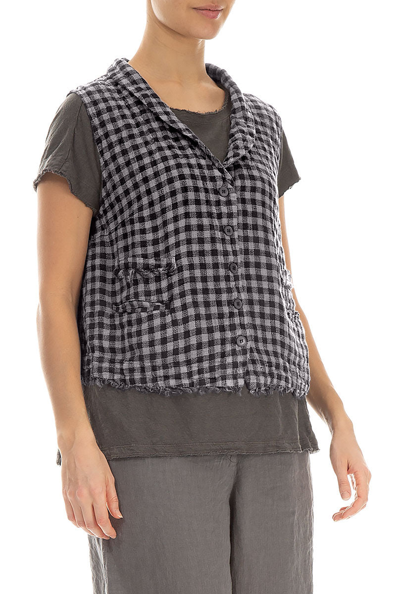 Grey Check Linen Vest 3