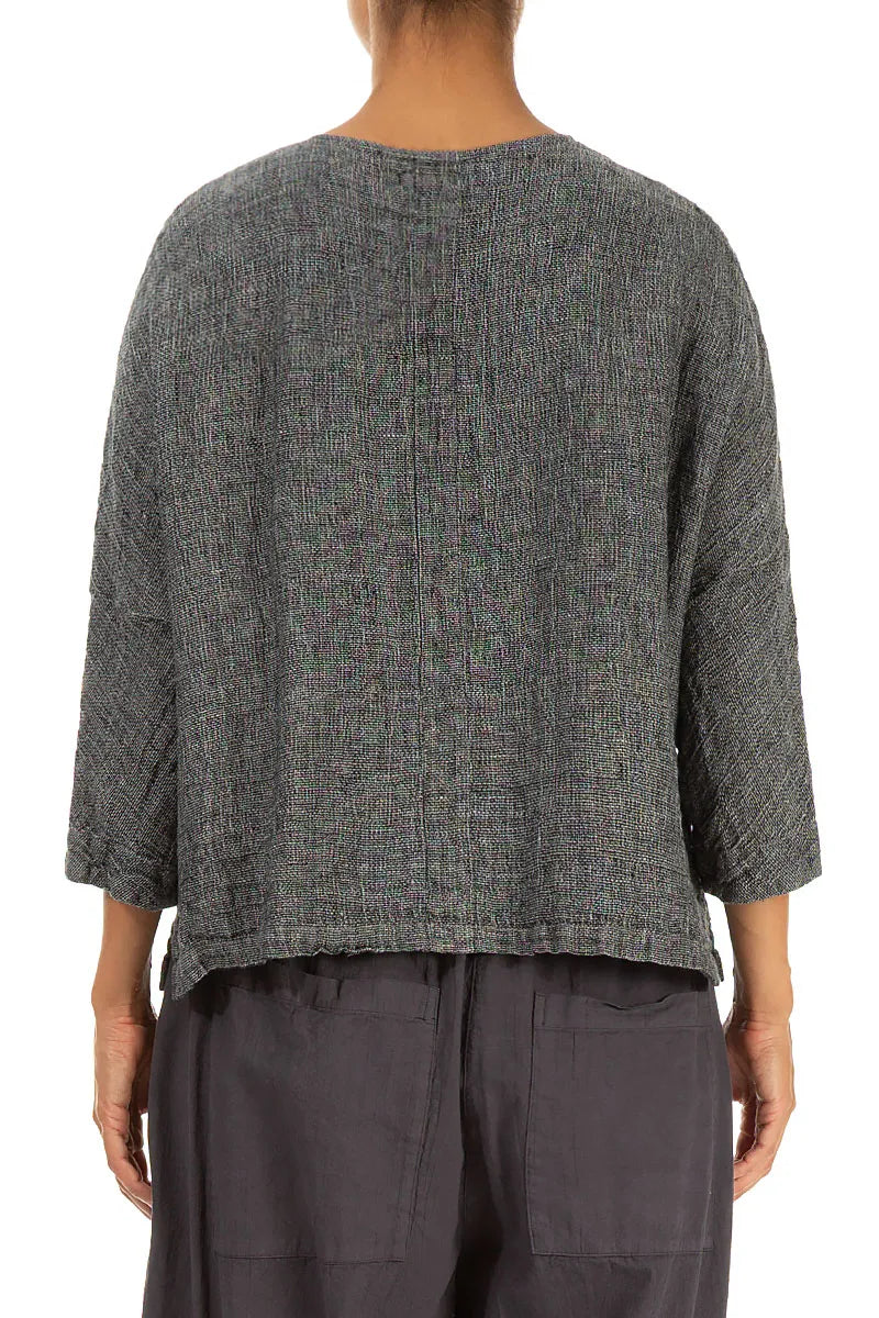 Grey Mélange Linen Jacket Blouse