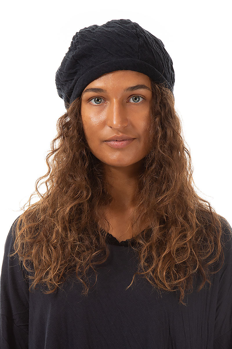 Grey Wavy Cotton Beret 3