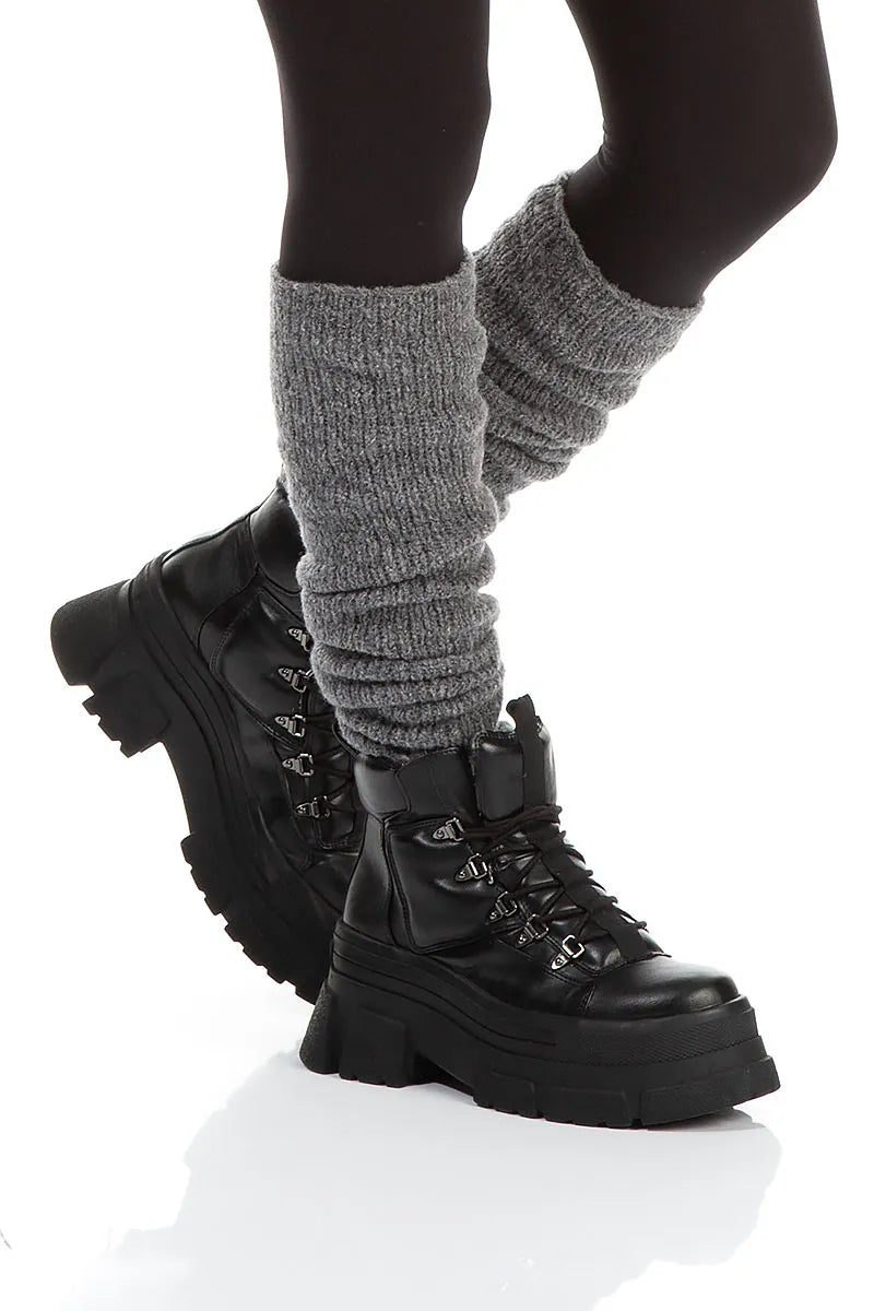 Grey Wool Leg Warmers