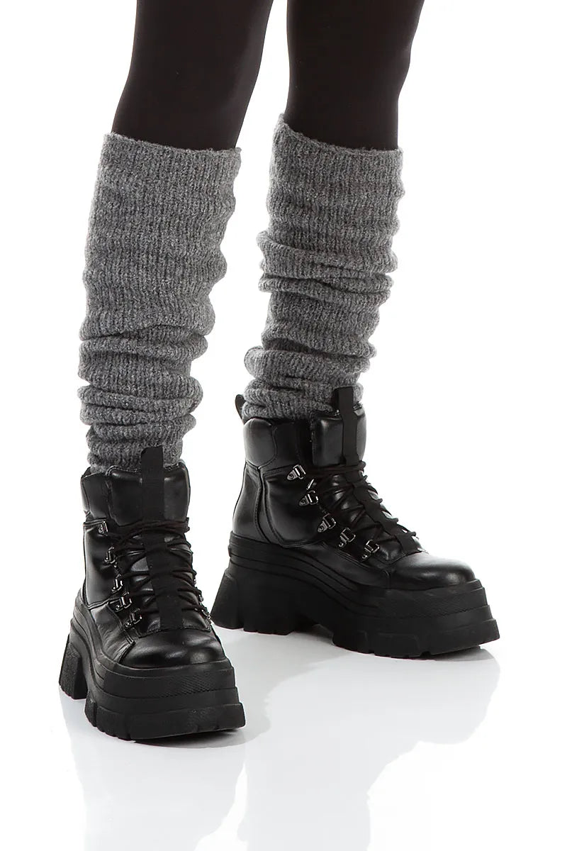 Grey Wool Leg Warmers