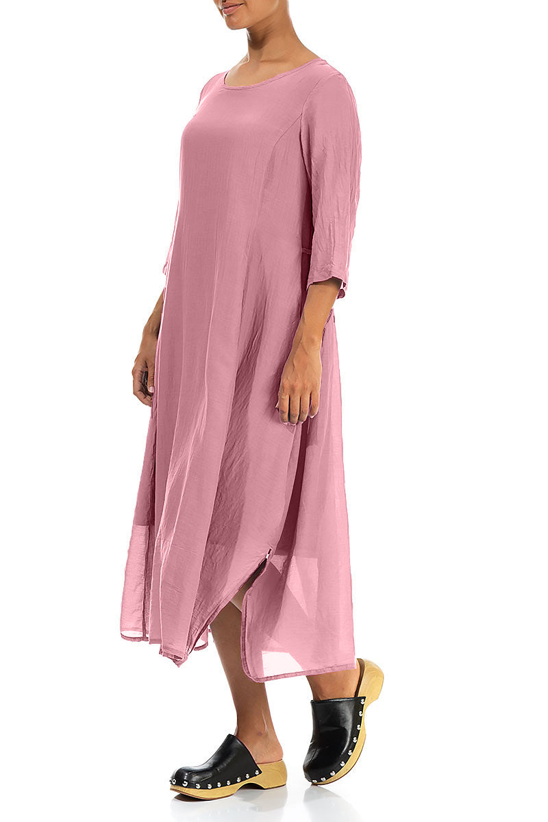 Half Sleeves Floaty Mauve Taupe Silk Cotton Dress 3