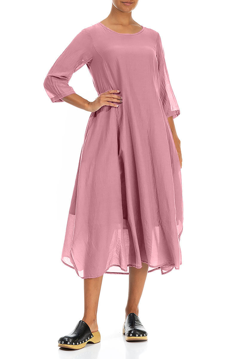 Half Sleeves Floaty Mauve Taupe Silk Cotton Dress 4