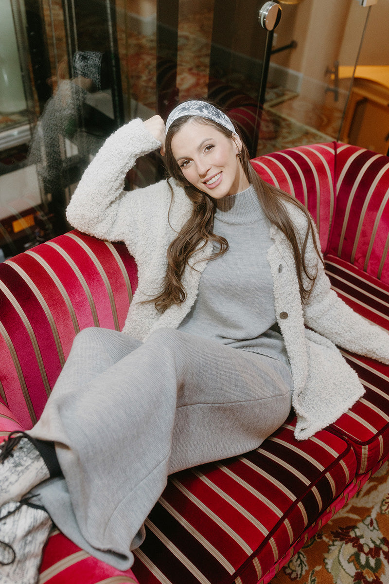 High Neck Grey Knitted Wool Jumper 6