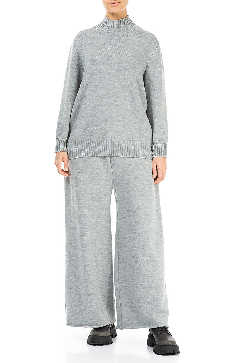 High Neck Grey Knitted Wool Jumper 4