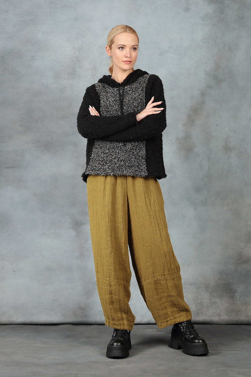 Hooded Dual Mélange Grey Alpaca Wool Sweater 6