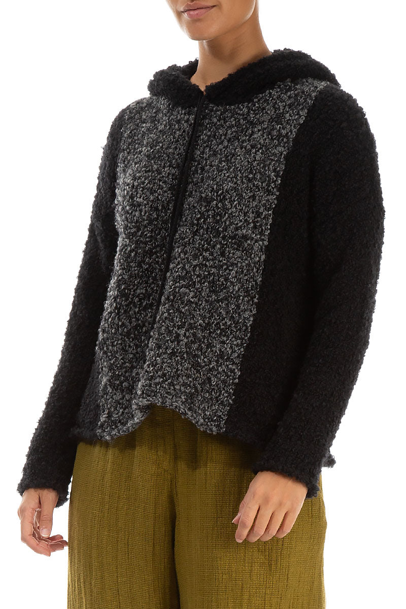 Hooded Dual Mélange Grey Alpaca Wool Sweater 3