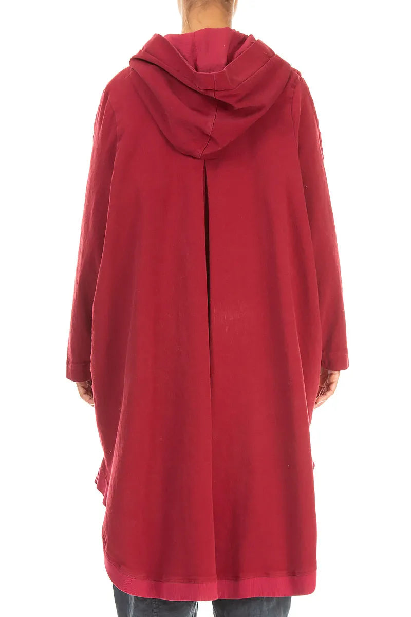 Hooded Oversized Ruby Stretch Cotton Coat