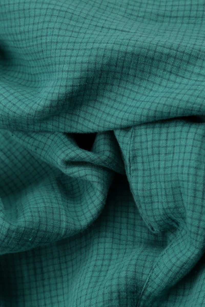 Roll Up Turquoise Grid Check Linen Trousers 4