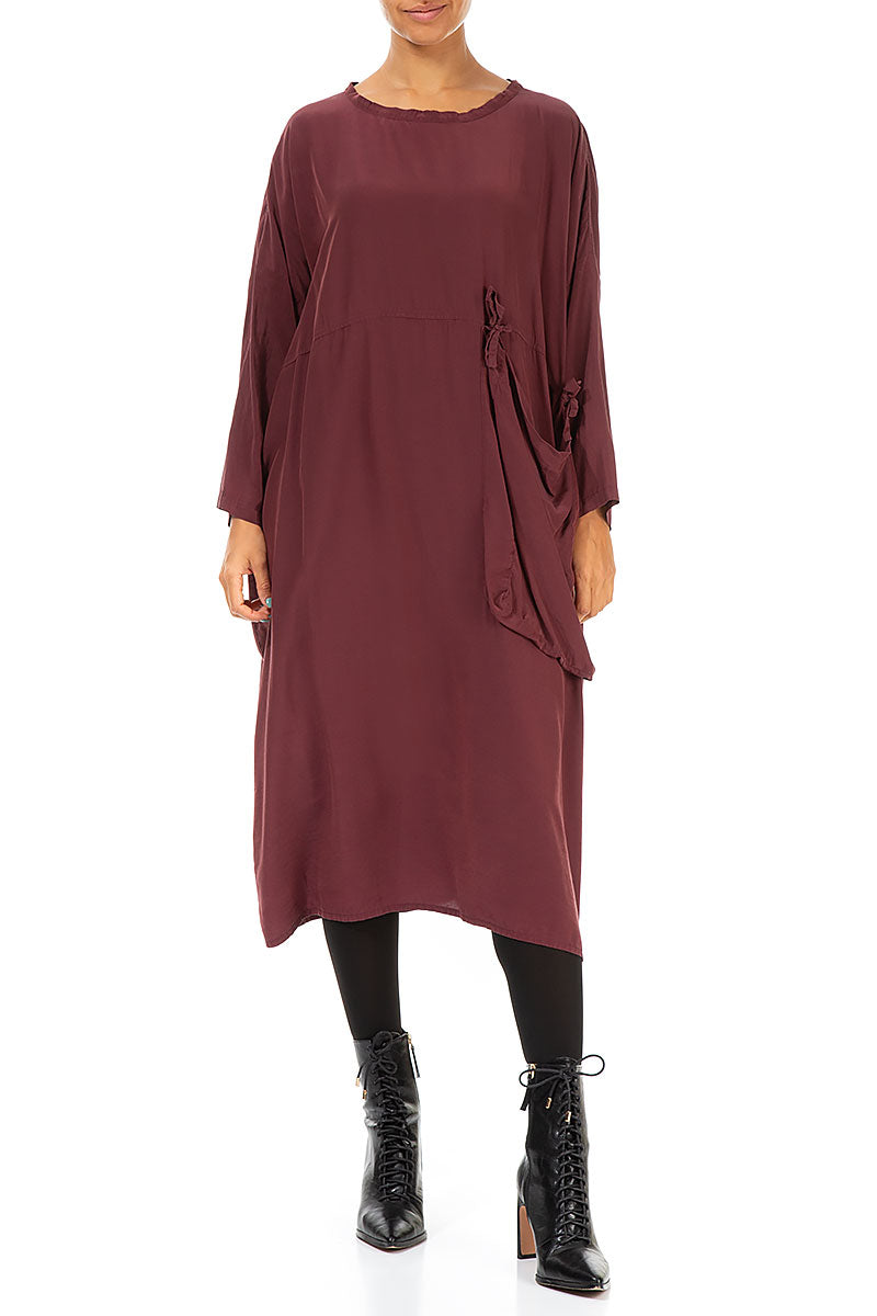 Large Side Pocket Merlot Silk Bamboo Dress 4