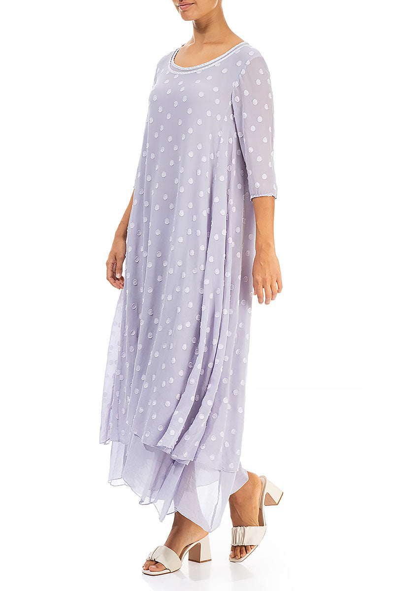 Lavender Dotty Silk Maxi Dress 3