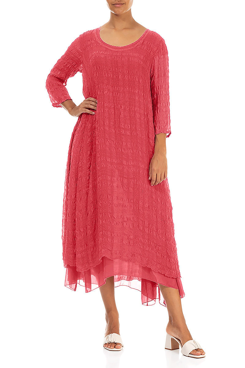 Layered Raspberry Light Silk Dress 4