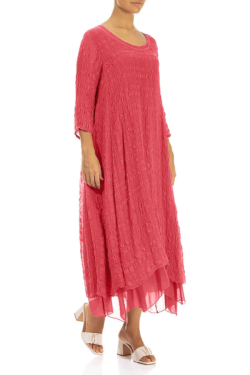 Layered Raspberry Light Silk Dress 3