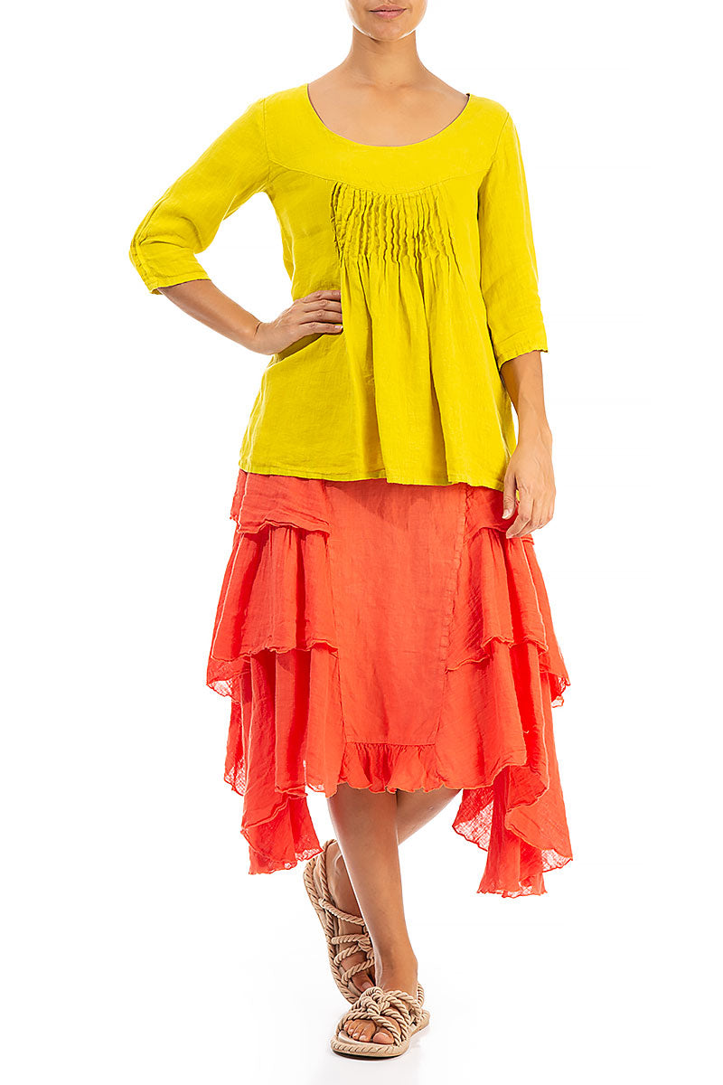 Layered Coral Linen Skirt 4