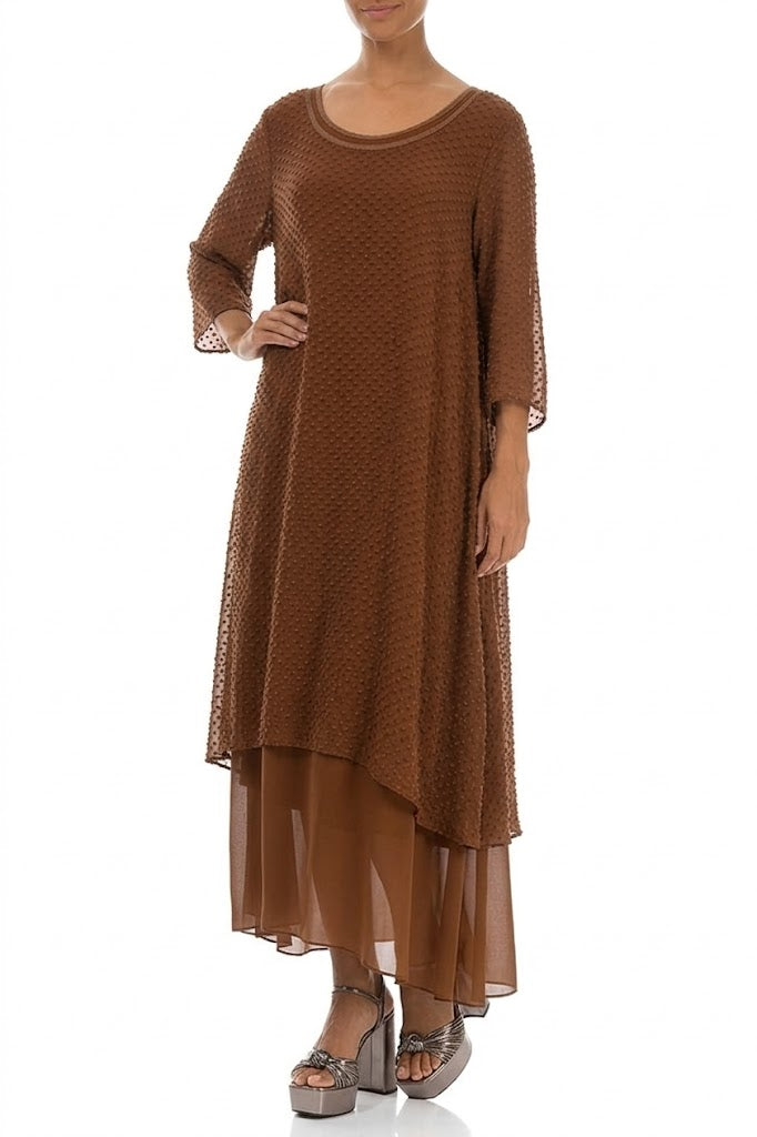 Layered Dotty Aged Copper Silk Dress 4