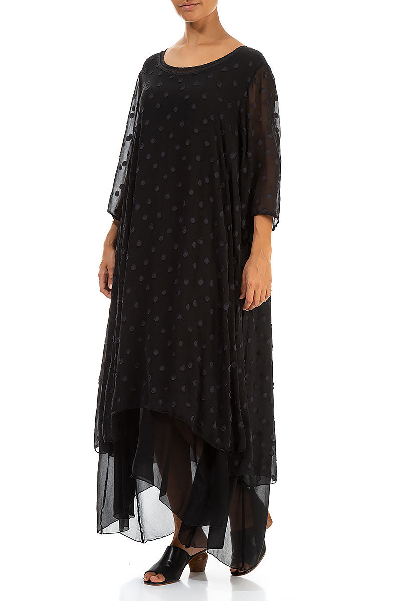 Layered Dotty Black Silk Dress 3