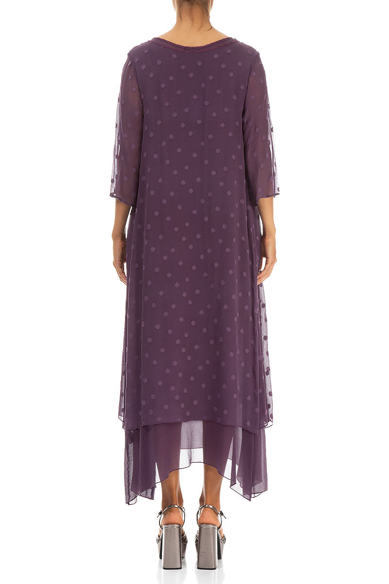 Layered Dotty Purple Silk Dress 2