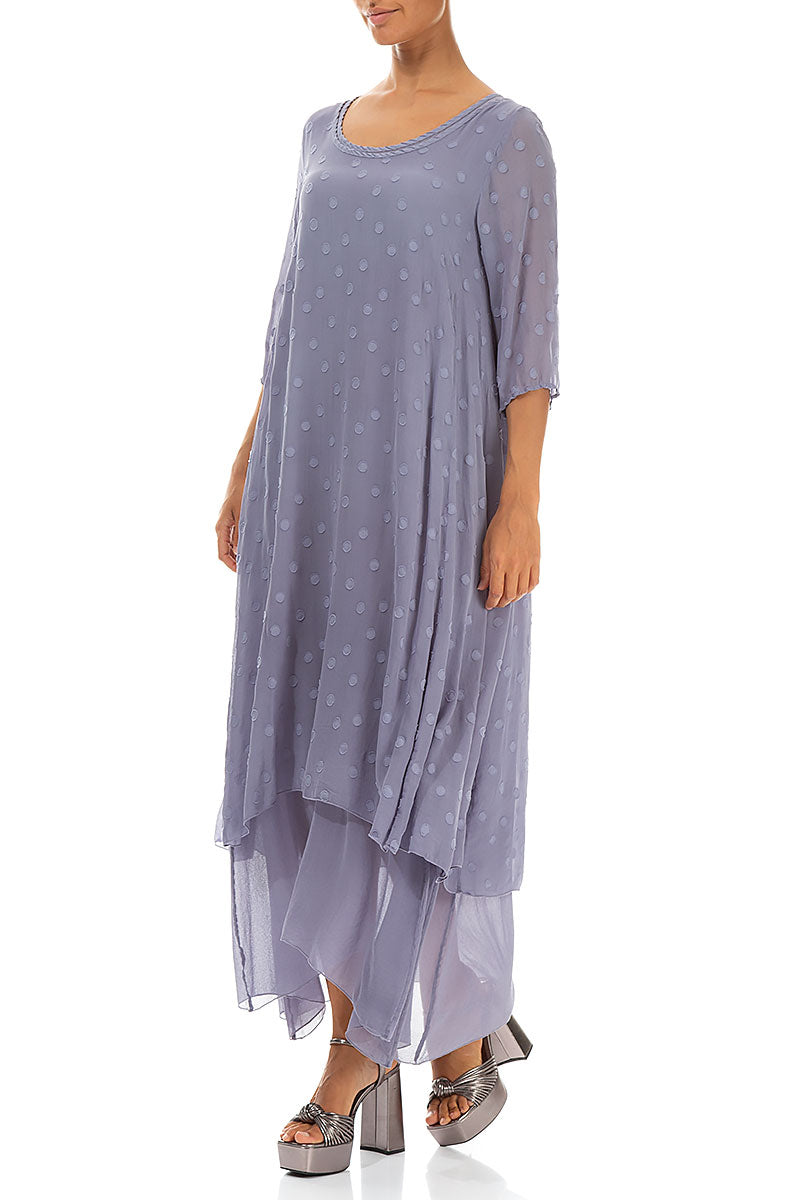 Layered Dotty Violet Tulip Silk Dress 4