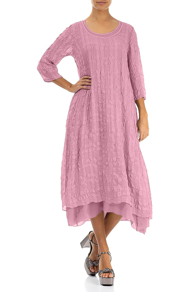 Layered Mauve Taupe Textured Light Silk Dress 4