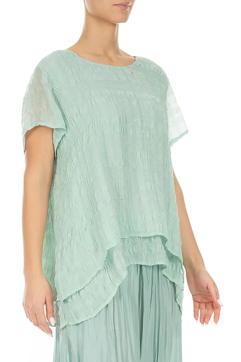 Layered Mint Light Silk Blouse 3