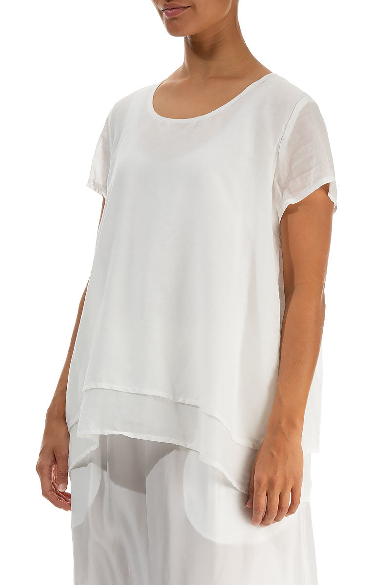 Layered Off White Silk Cotton Blouse 3