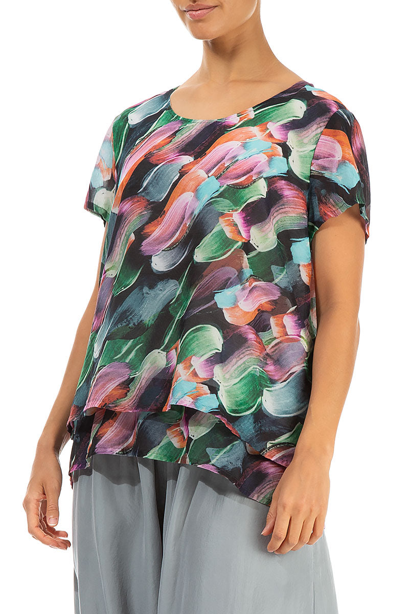 Layered Paint Charm Silk Cotton Blouse 3